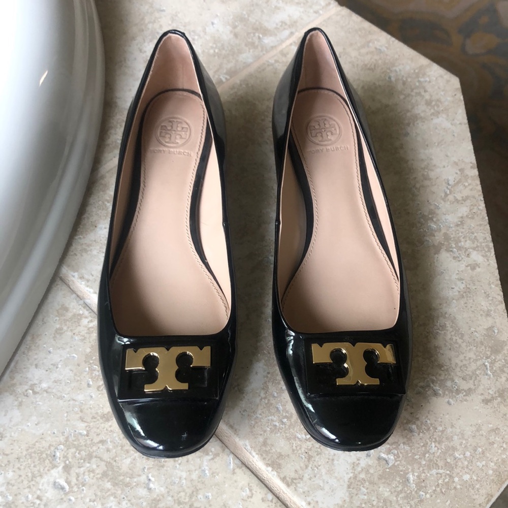 Tory Burch black patent leather flats
